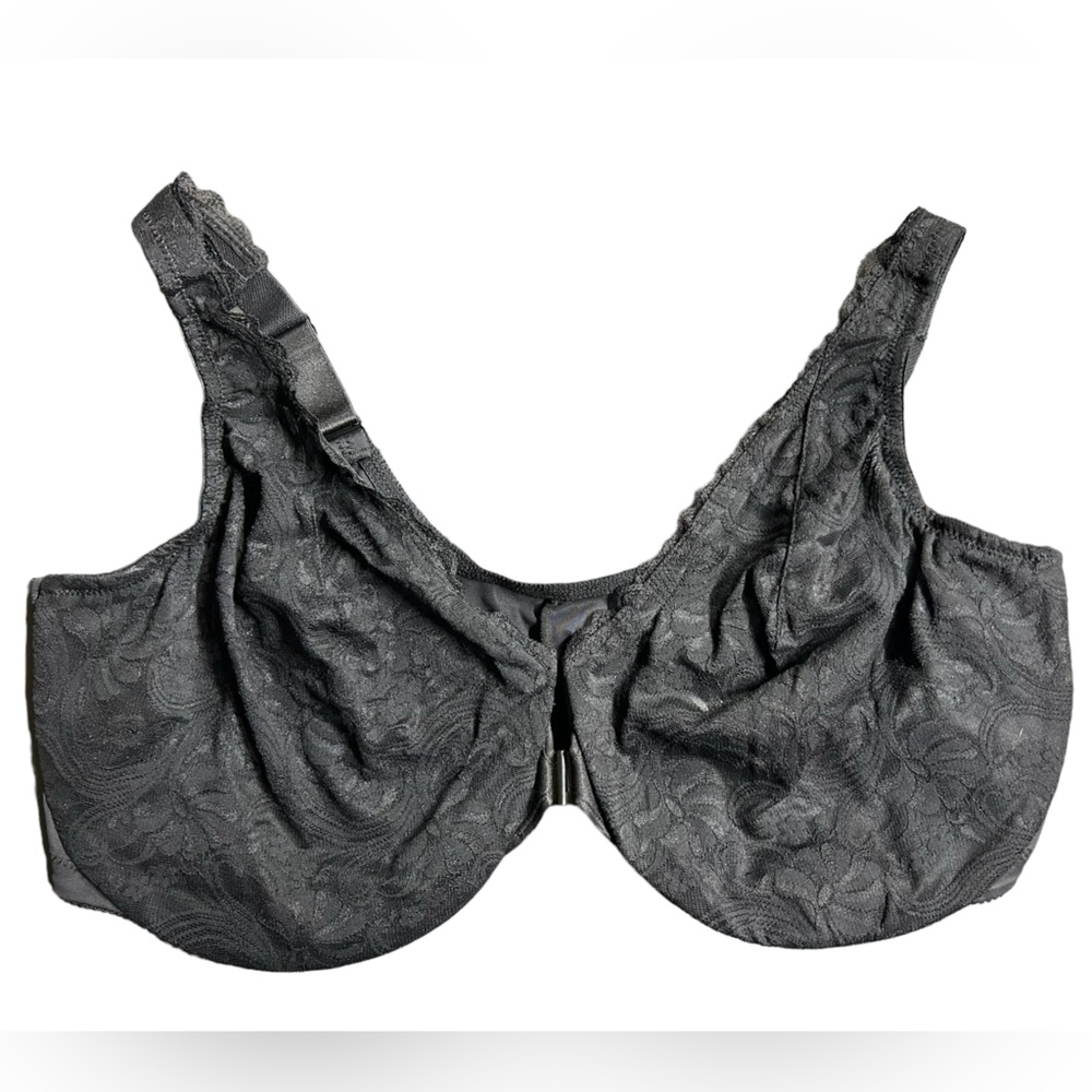 GLAMORISE black plus size full figure 48DD underwire bra w front clasp closure